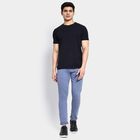 Men's Slim Fit Casual Trousers , मध्यम नीला, small image number null